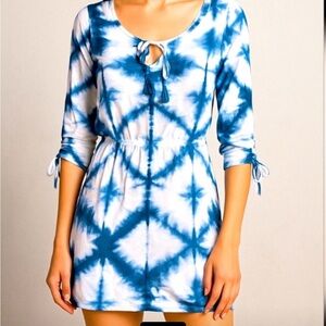 VENUS Navy and White Tie-Dye Swim Cover-Up Size XL